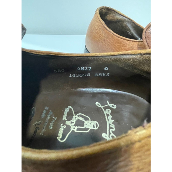 Dack’s Vintage Brown Leather Slip-On Loafers Hand Sewn 6H (fit like 7 wide) - Picture 9 of 16